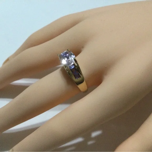 14k Gold Kunzite and Tanzanite Ring - Picture 3 of 12